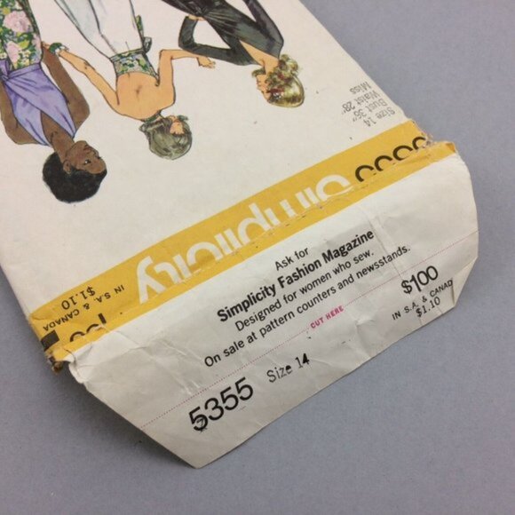 Vintage 70s Simplicity Pattern 5355 Wrap Blouse Halter Top Pants CUT 36" Bust - Picture 2 of 14